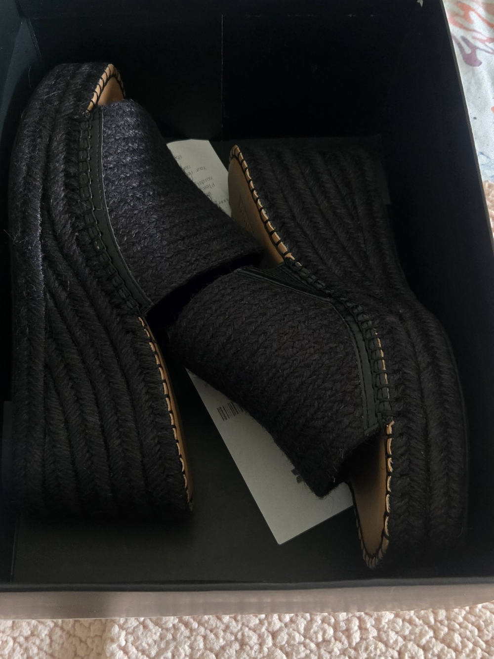 NIB Nordstrom Rack Claire Black Jute Wedge Sandals Size 7